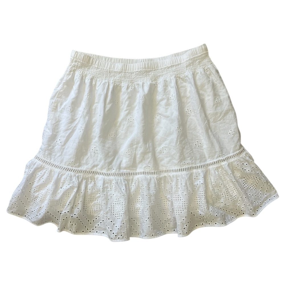 Madewell White Embroidered Eyelet Ruffle Mini Skirt 🤍